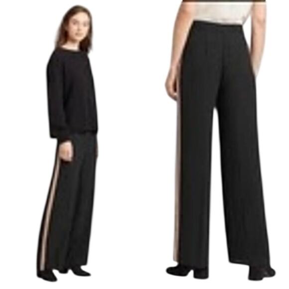 Eileen Fisher Pants - EILEEN FISHER Silk Georgette Crepe NWT $298 Straight Racing Stripe Pants Size 2